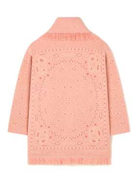 Alanui Bandana Jacquard Cardigan Calendula-Rosy Spike