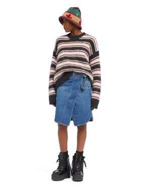 Alanui Grunge Stripes Sweater Charcoal-Ruby LWHE068E25KNI003