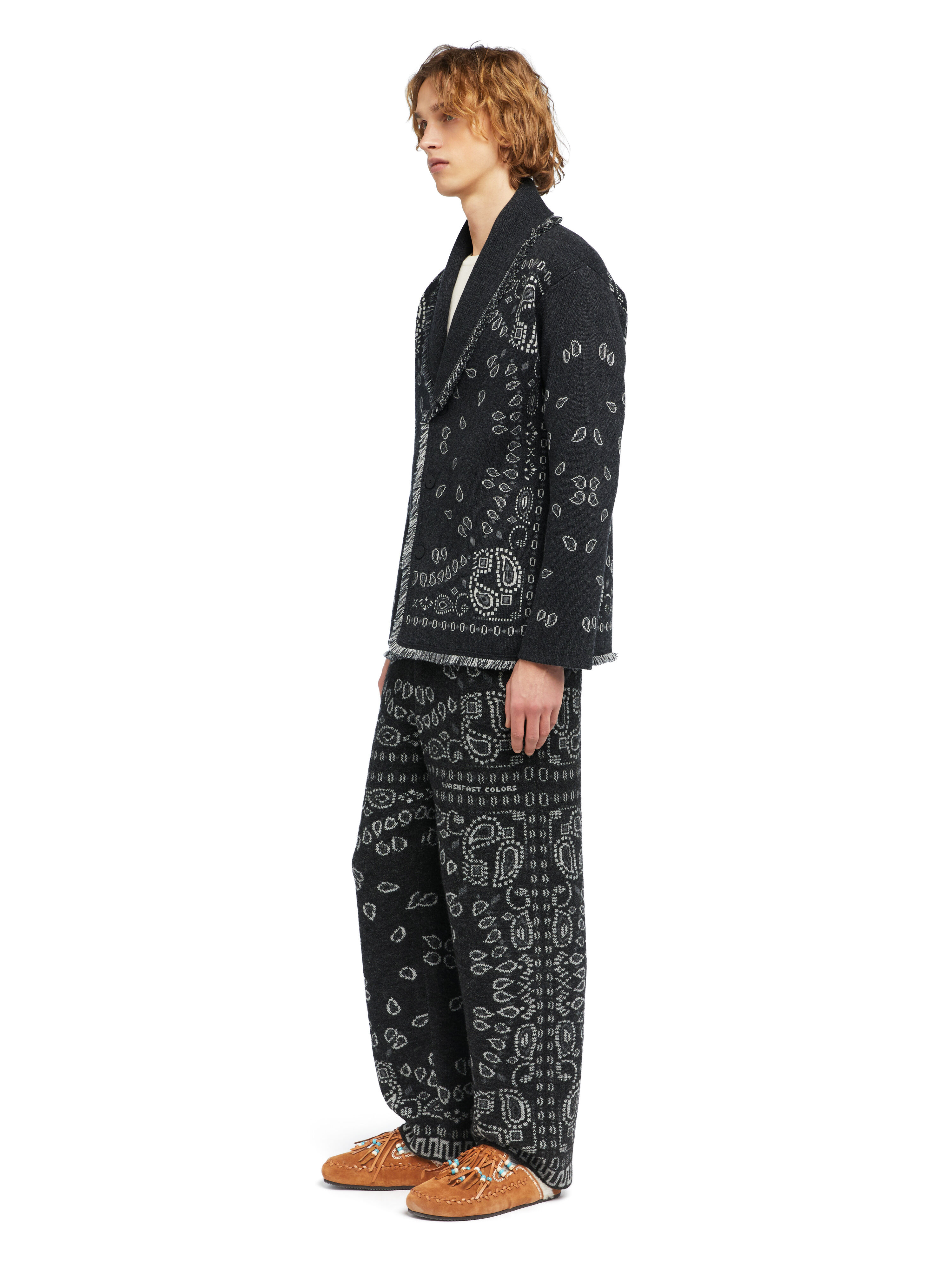 Alanui Bandana Jacquard Cardigan Charcoal-Multicolor LMHB039E25KNI001