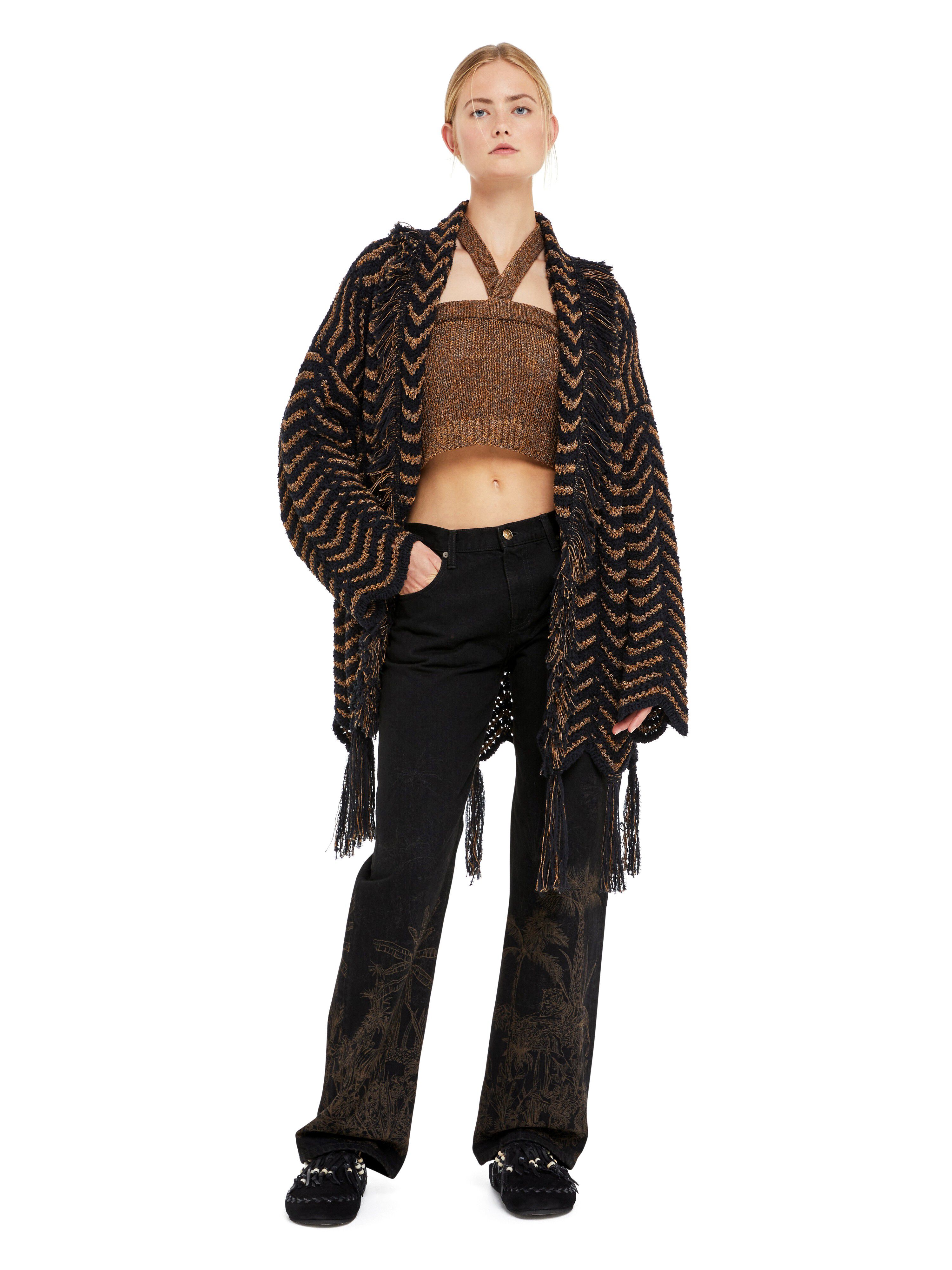 Alanui Jungle Toile De Jouy Denim Pants Black-Almond LWYA019R25DEN002
