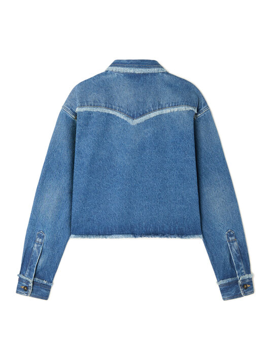 Alanui Pacific Roads Cropped Denim Shirt Medium Wash Denim LWYE00BE25DEN002