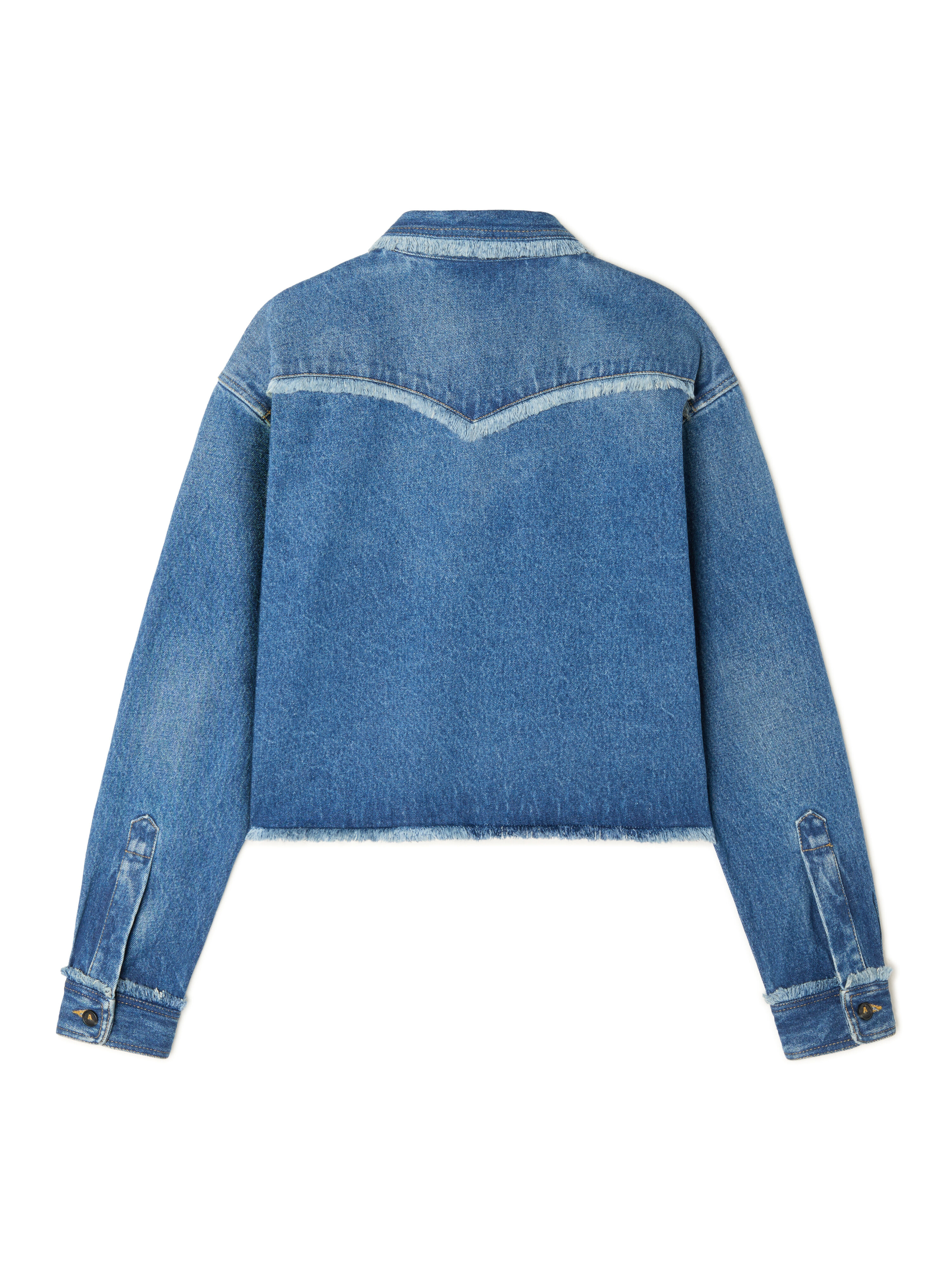 Alanui Pacific Roads Cropped Denim Shirt Medium Wash Denim LWYE00BE25DEN002