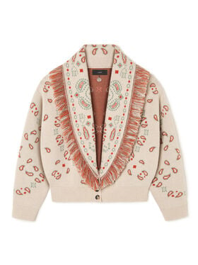 Alanui Bandana Jacquard Cardi-Bomber Chalk-Coral