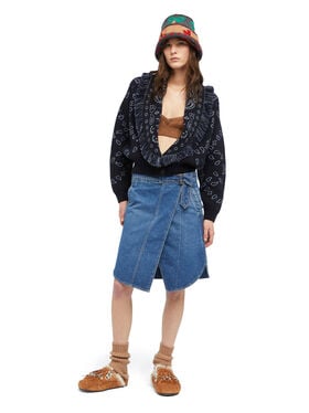 Alanui Bandana Jacquard Cardi-Bomber Midnight Blue-Multicolor