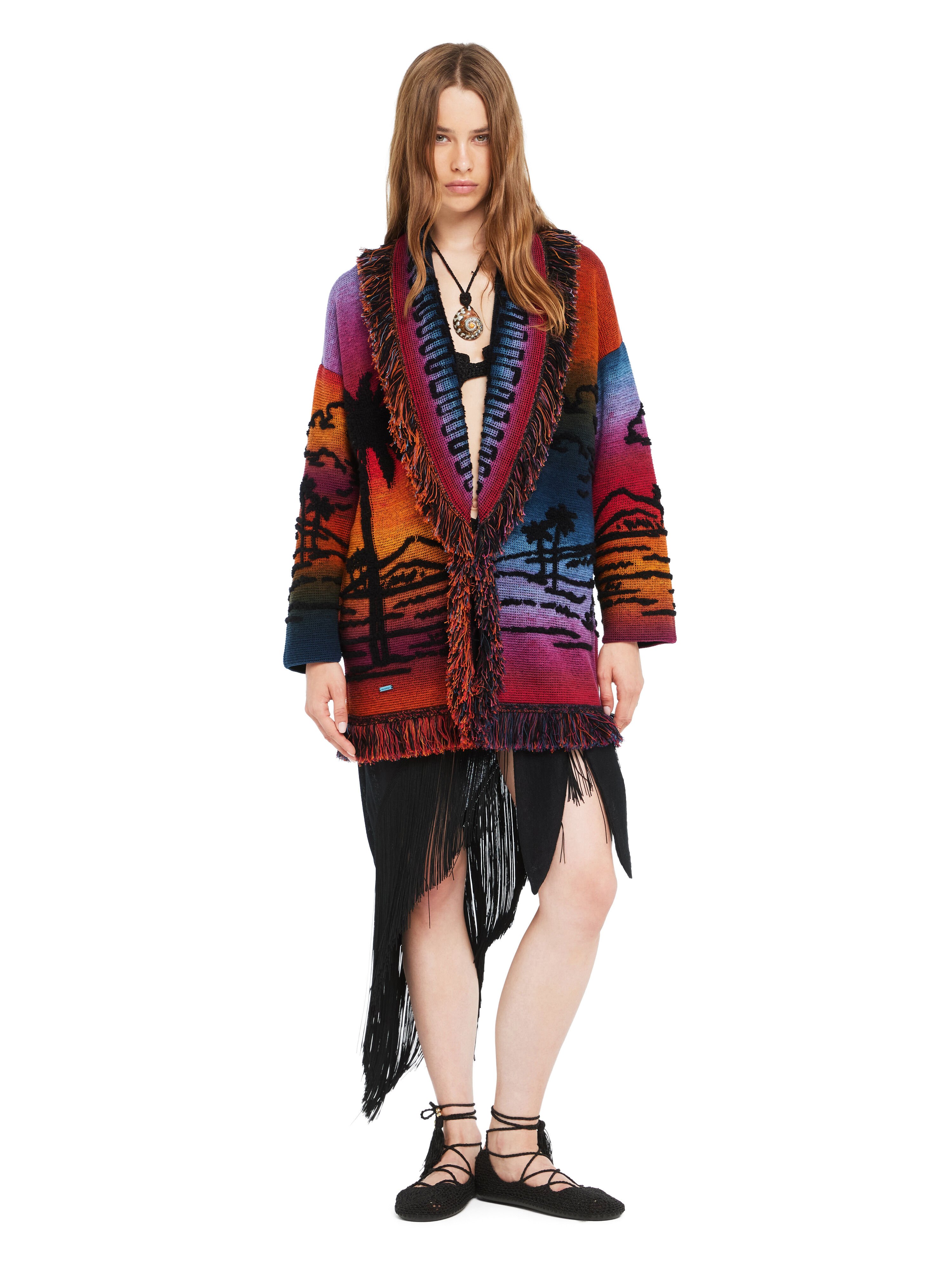 Alanui Sunset Stories Cardigan Black-Multicolor LWHB064R26KNI010