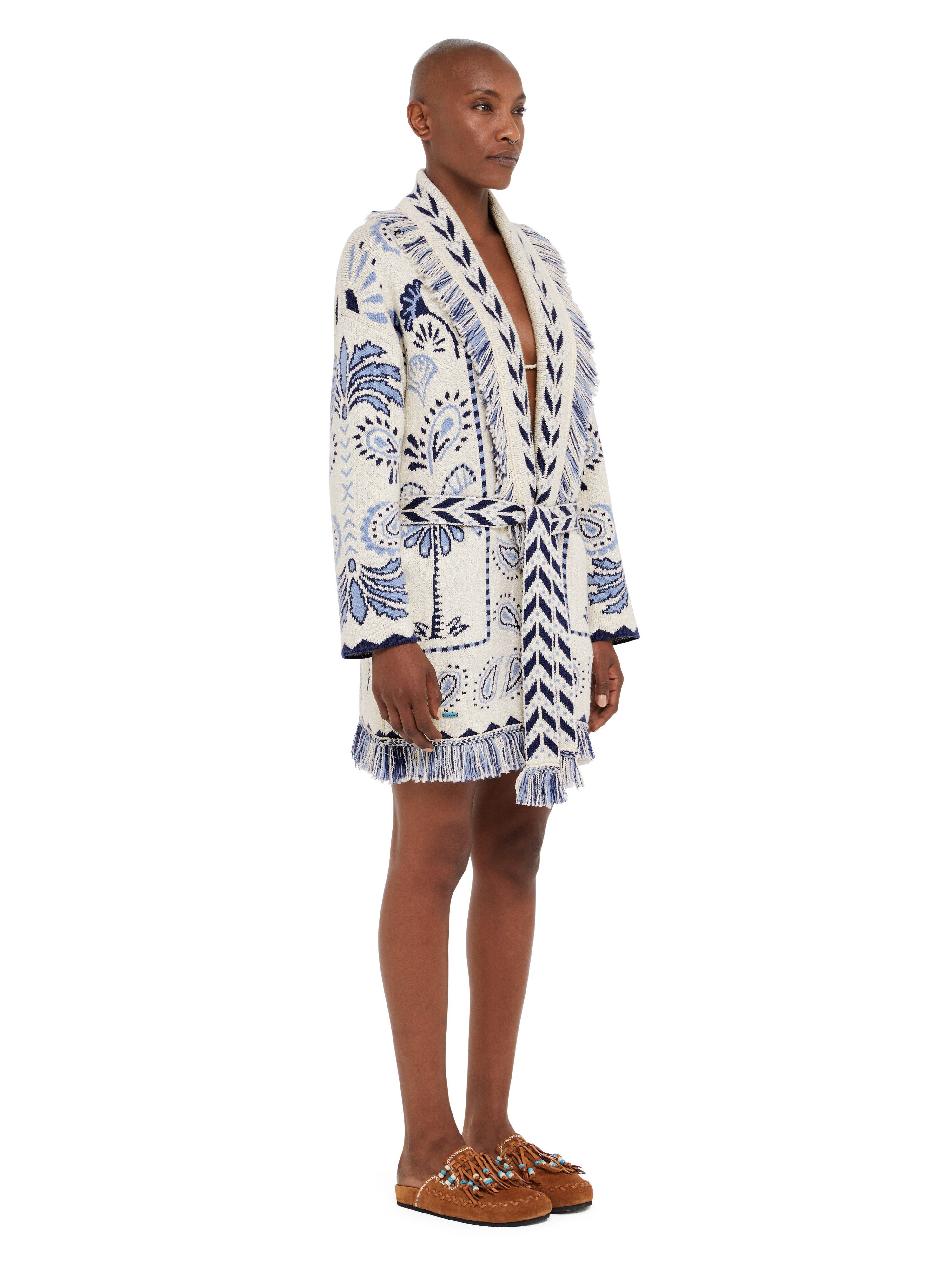 Alanui Wild Wonder Foulard Cardigan Chalk-Indigo LWHB064R25KNI005