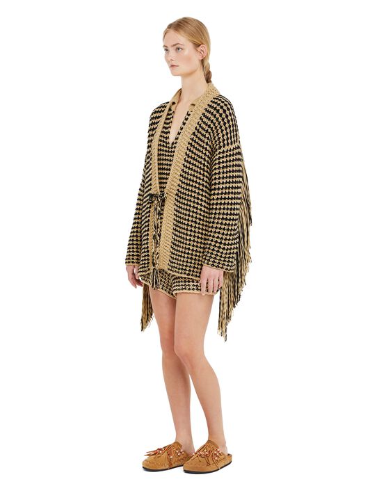 Alanui Tropical Shadow Cardigan Sand-Black LWHB081R25KNI001