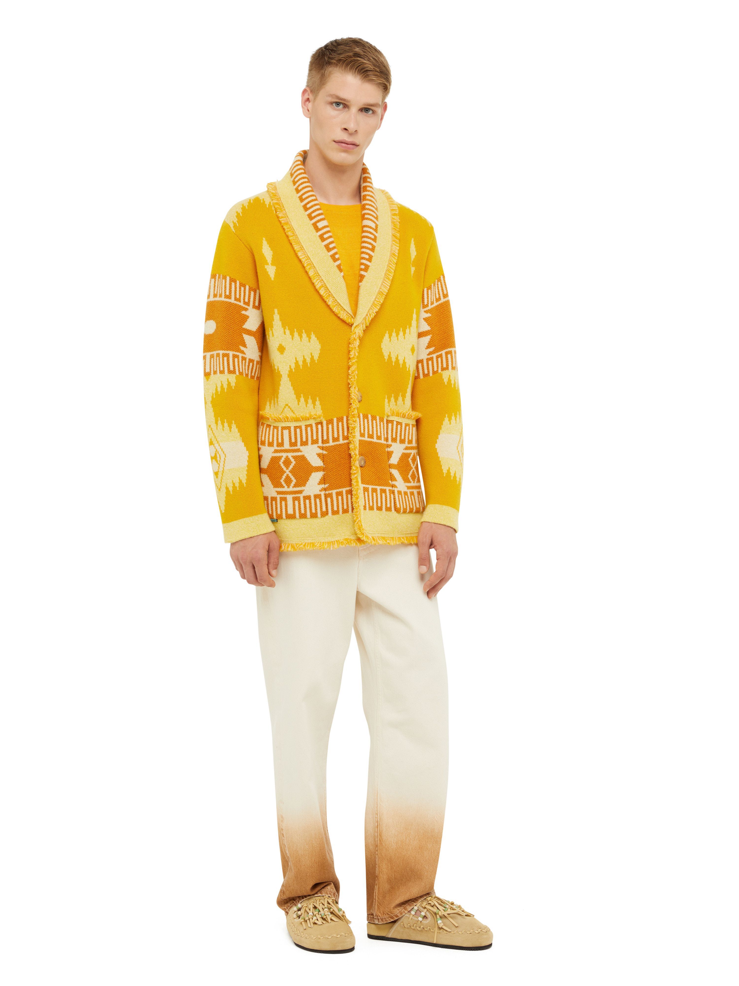 Alanui Icon Jacquard Cardigan Curcuma-Gold LMHB038R24KNI001