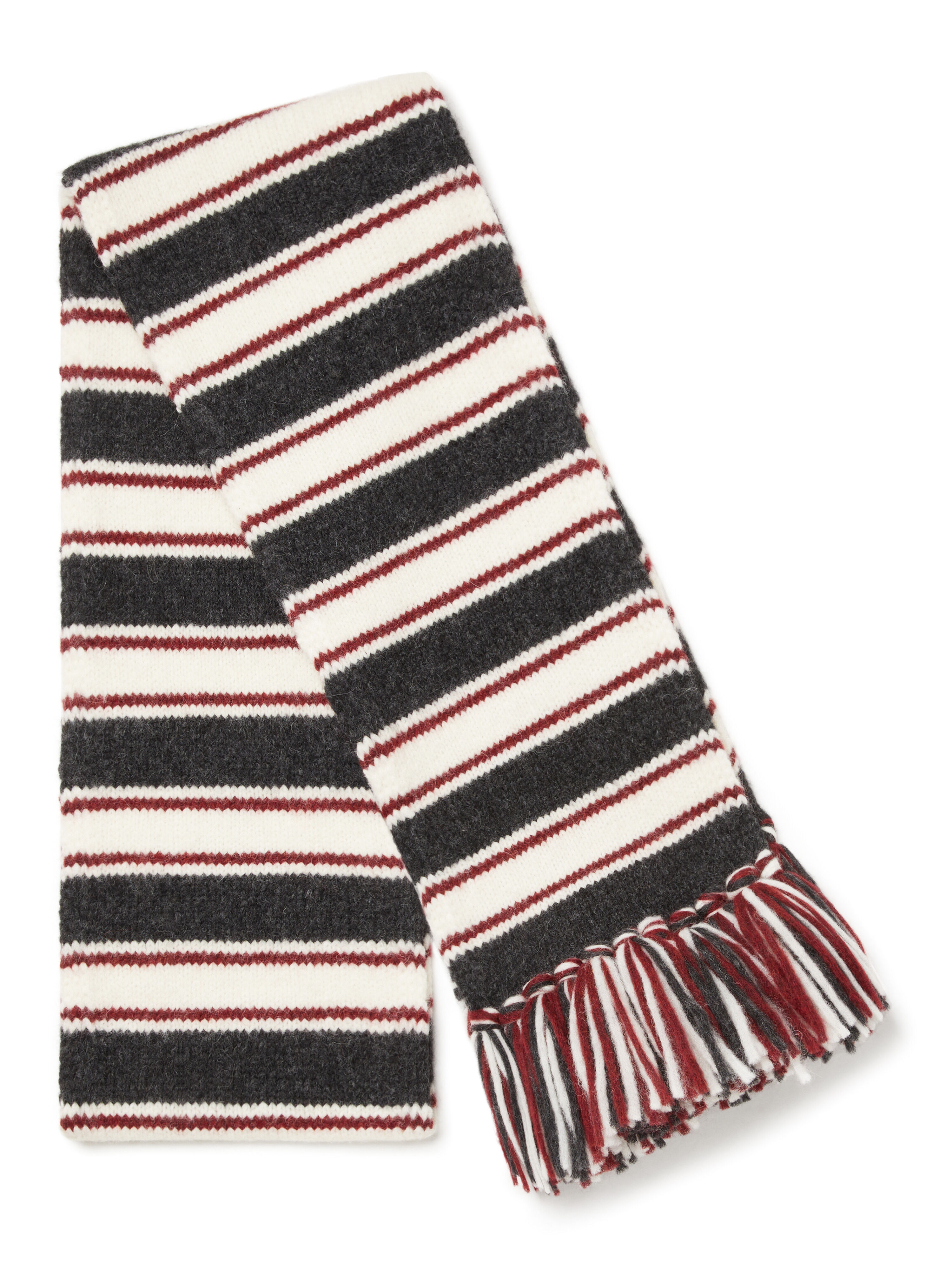 Alanui Grunge Stripes Scarf Charcoal-Ruby LWMA00EE25KNI001