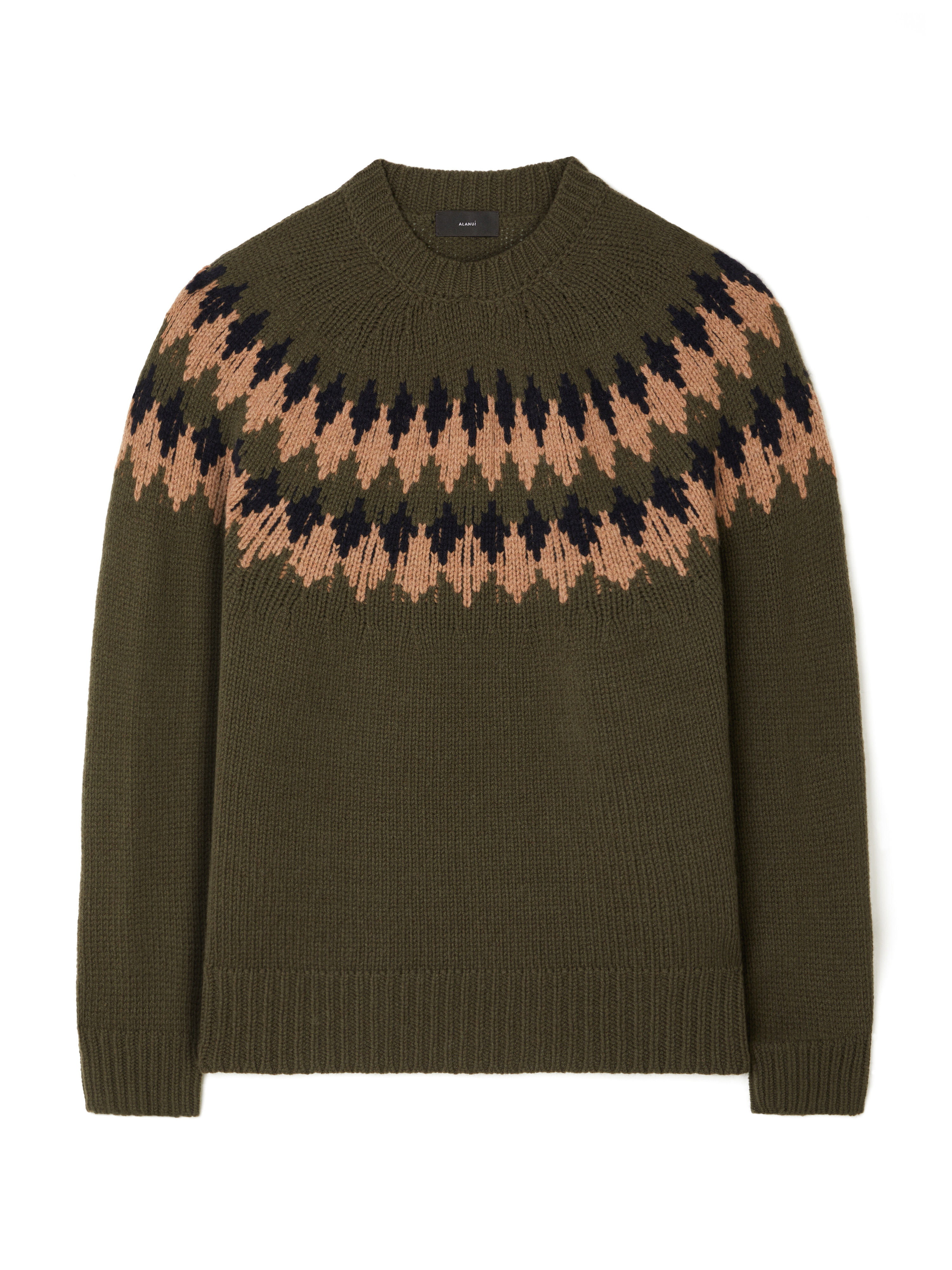 Alanui Sweet Winter Sweater Olive-Camel LMHE016E25KNI001