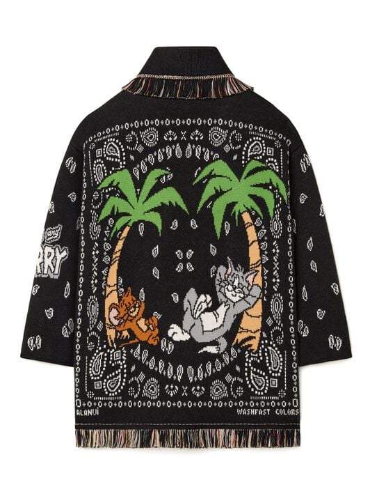 Alanui Tom & Jerry Bandana Jacquard Cardigan Black-Multicolor LWHB064R25KNI00J