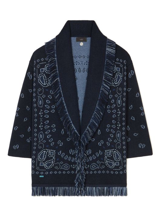 Alanui Bandana Jacquard Cardigan Midnight Blue-Multicolor LWHB064E24KNI002