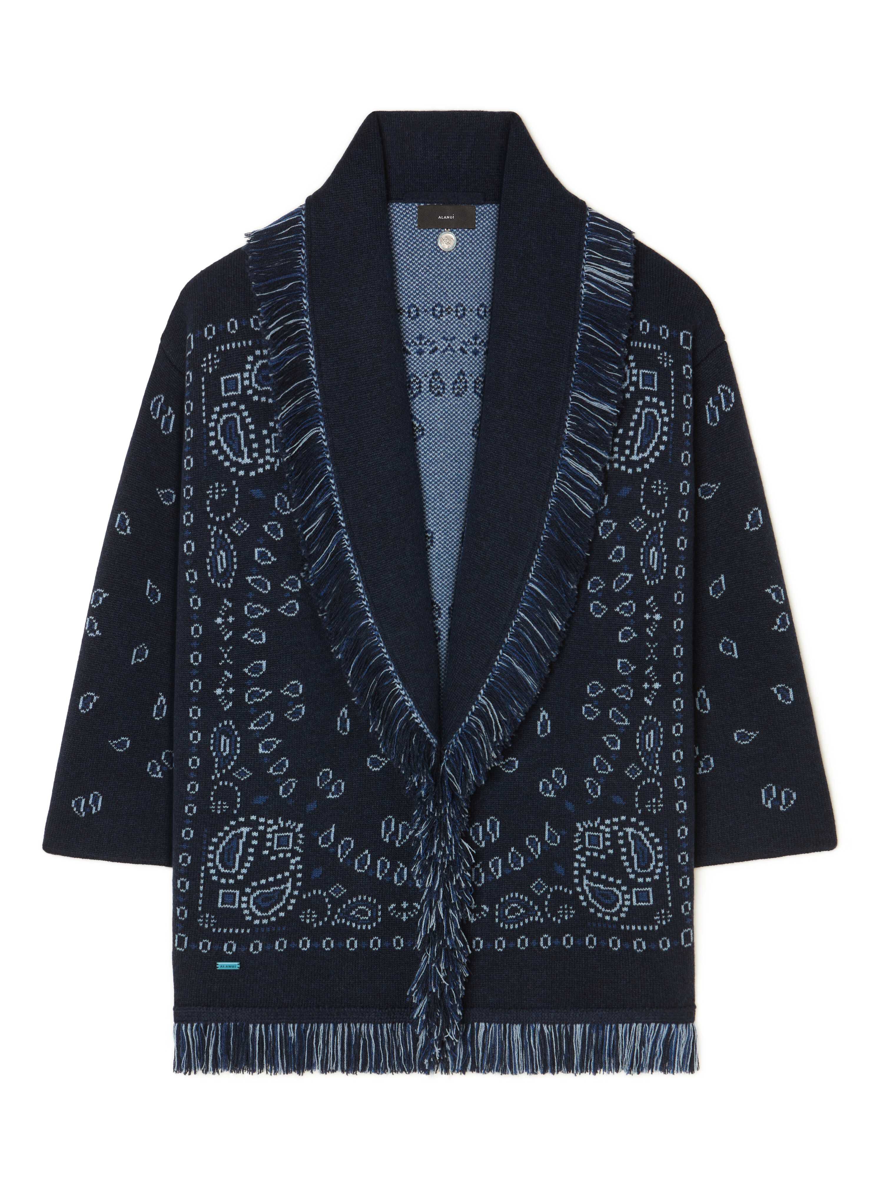 Alanui Bandana Jacquard Cardigan Midnight Blue-Multicolor LWHB064E24KNI002
