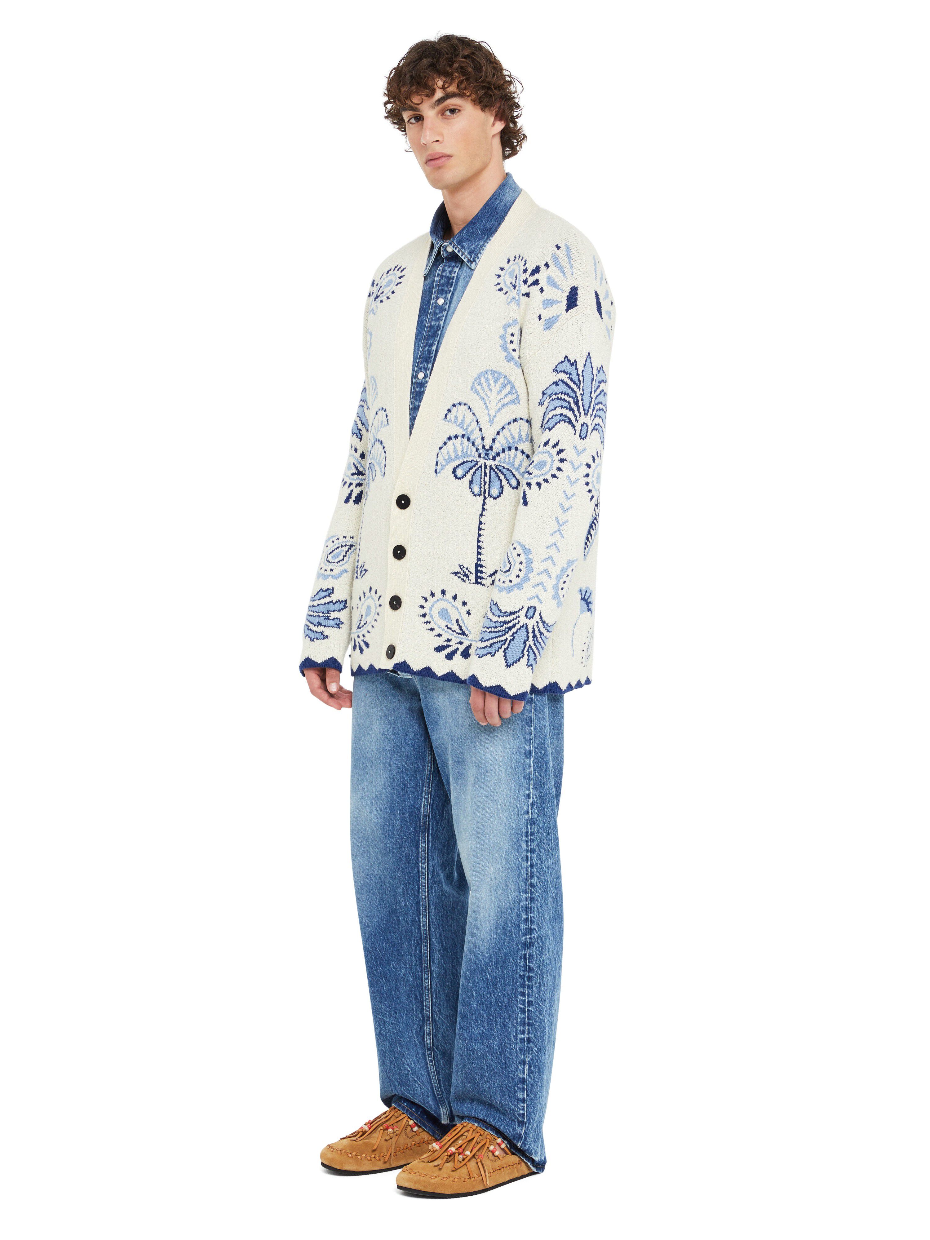 Alanui Wild Wonder Foulard Cardigan Chalk-Indigo LMHB027R25KNI002