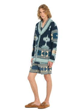Alanui Icon Jacquard Cardigan Arbour-Light Blue