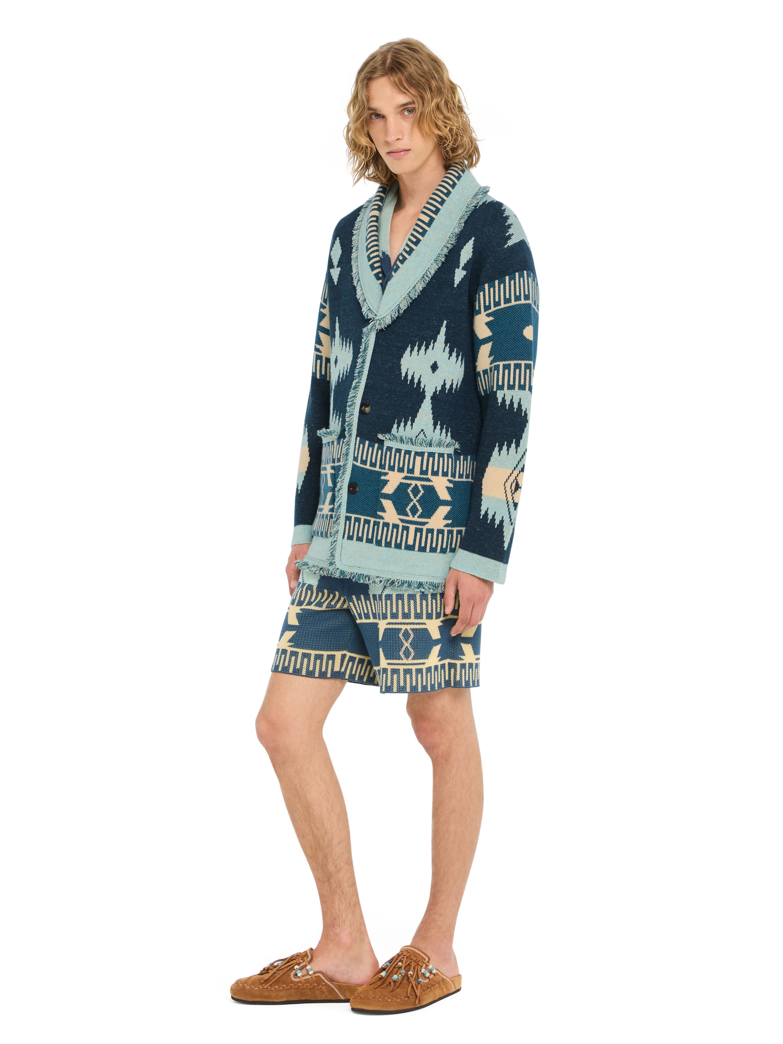Alanui Icon Jacquard Cardigan Arbour-Light Blue LMHB038R26KNI001