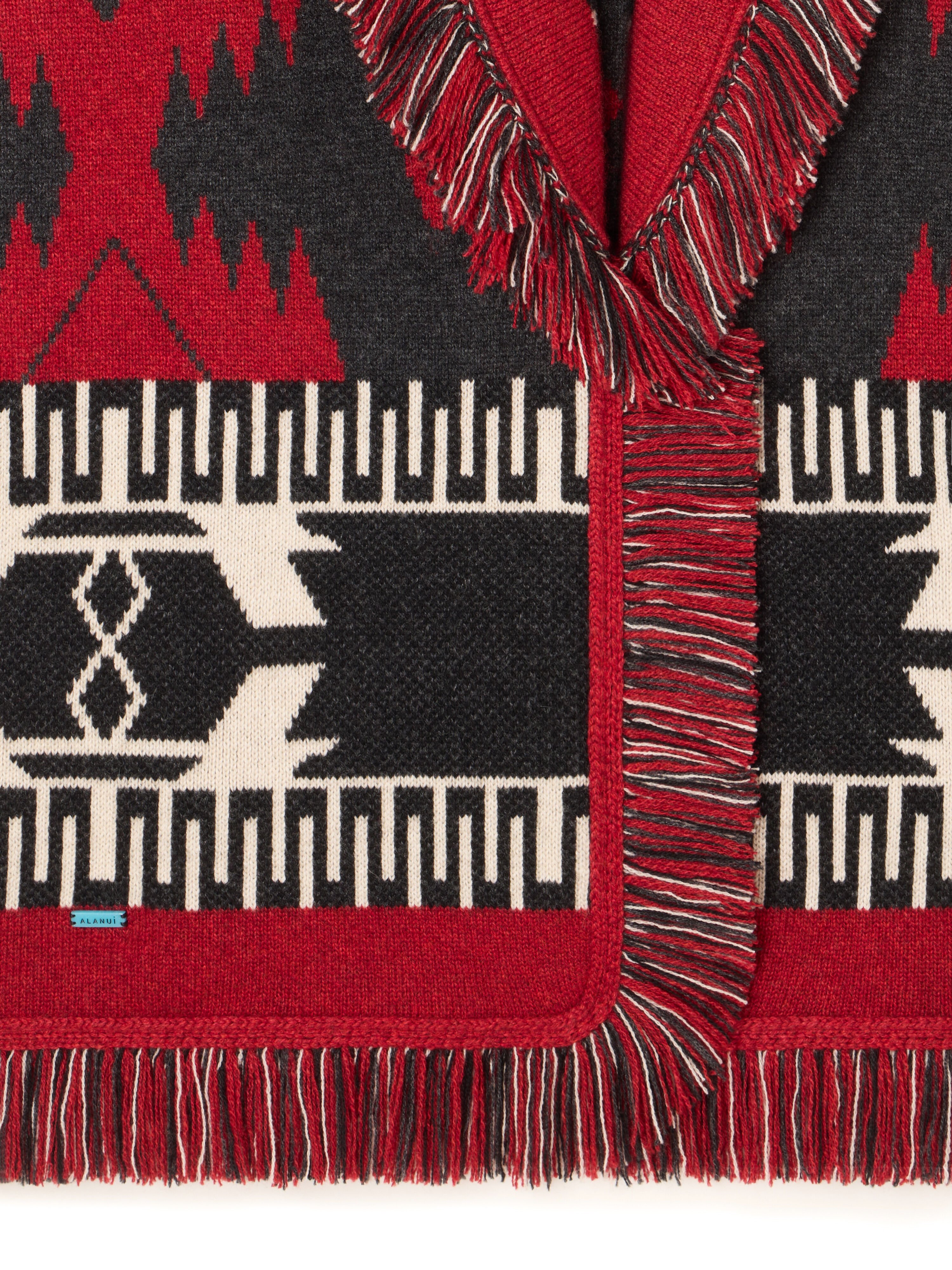 Alanui Icon Jacquard Cardigan Ruby-Charcoal LWHB064E25KNI002