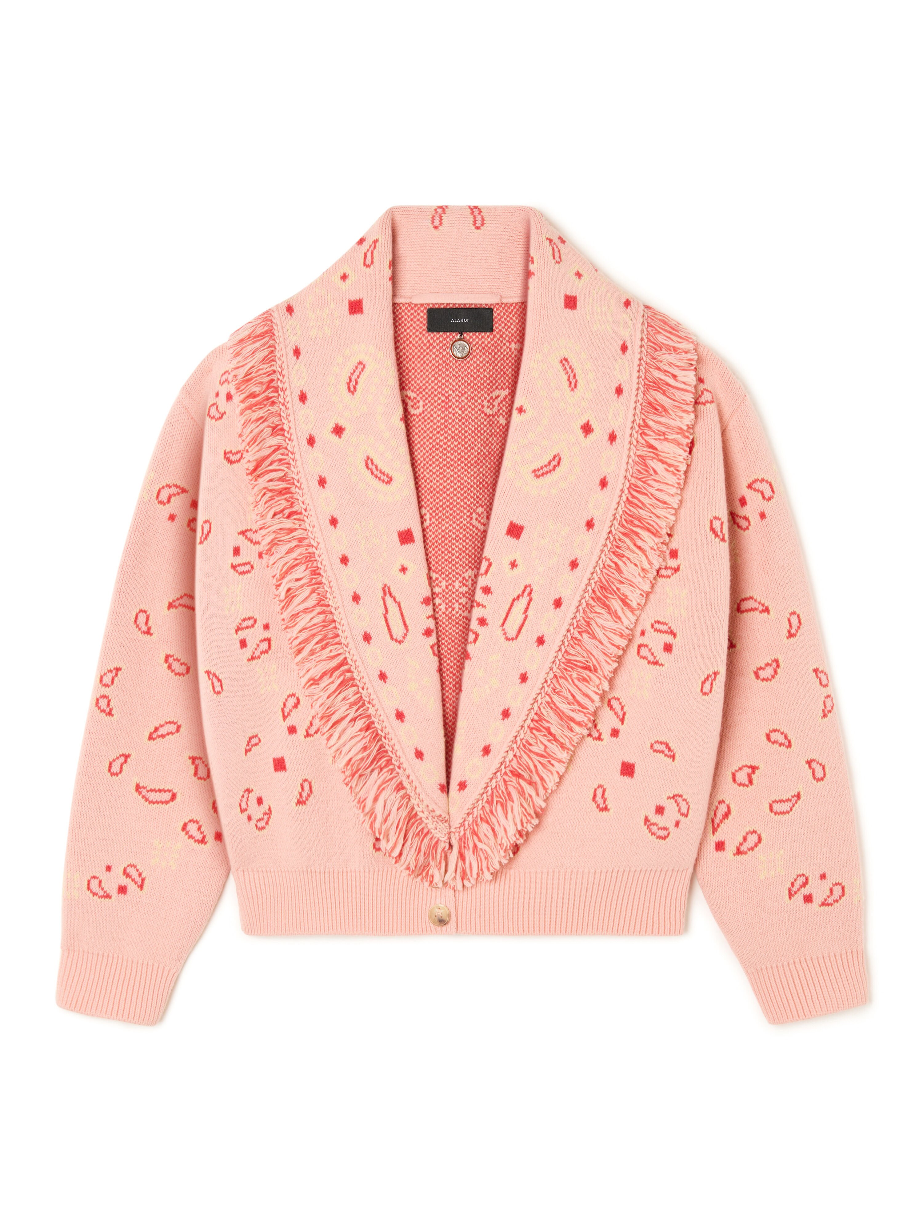 Alanui Bandana Jacquard Cardi-Bomber Calendula-Rosy Spike LWHB026R26KNI002 Alanui Bandana Jacquard Cardi-Bomber Calendula-Rosy Spike LWHB026R26KNI002
