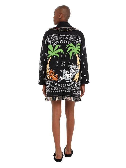 Alanui Tom & Jerry Bandana Jacquard Cardigan Black-Multicolor LWHB064R25KNI00J