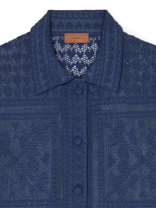 Alanui Kiss By The Book Shirt Indigo LWHY003R25KNI002
