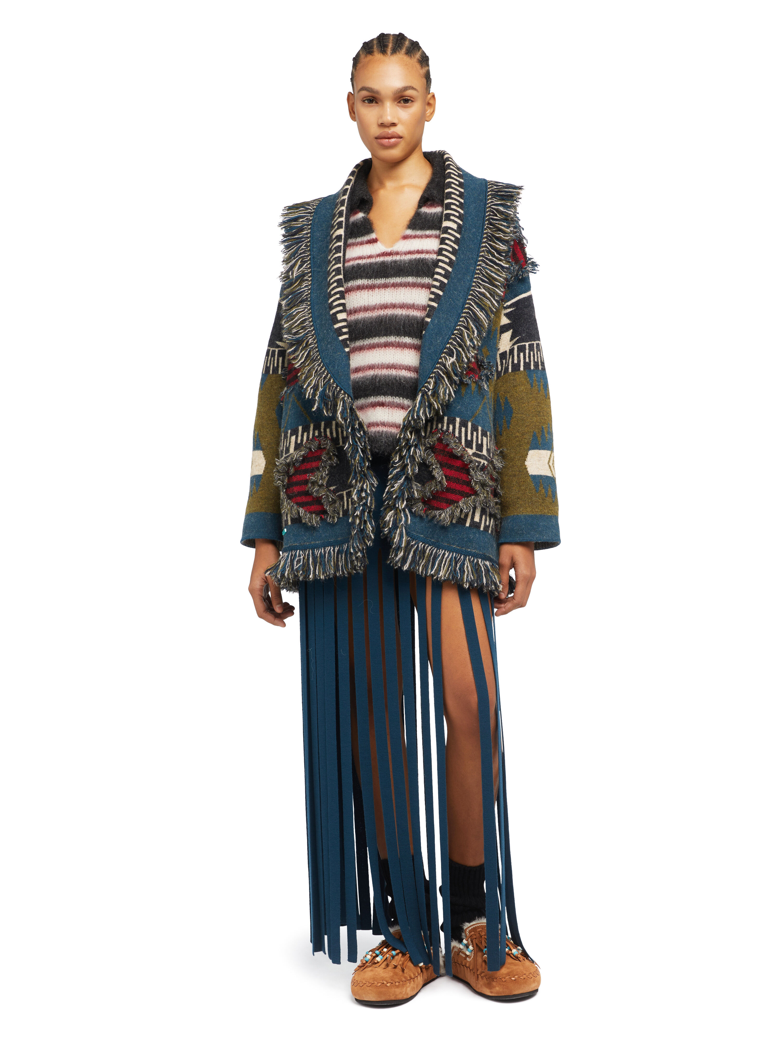 Alanui Grunge Anthem Cardigan Olive-Arbour LWHB064E25KNI00A