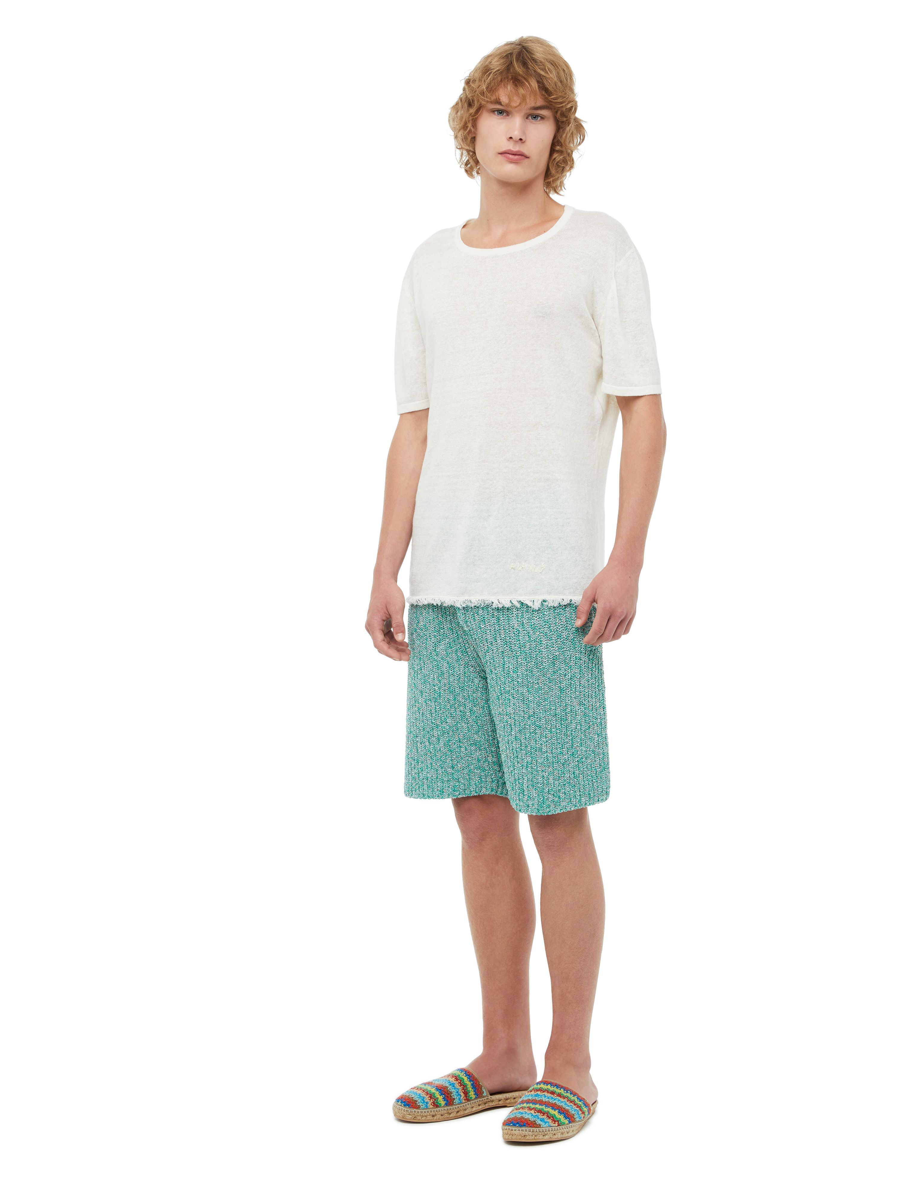 Alanui Linen Knit T-Shirt Clotted Cream LMHA043S23FAB001