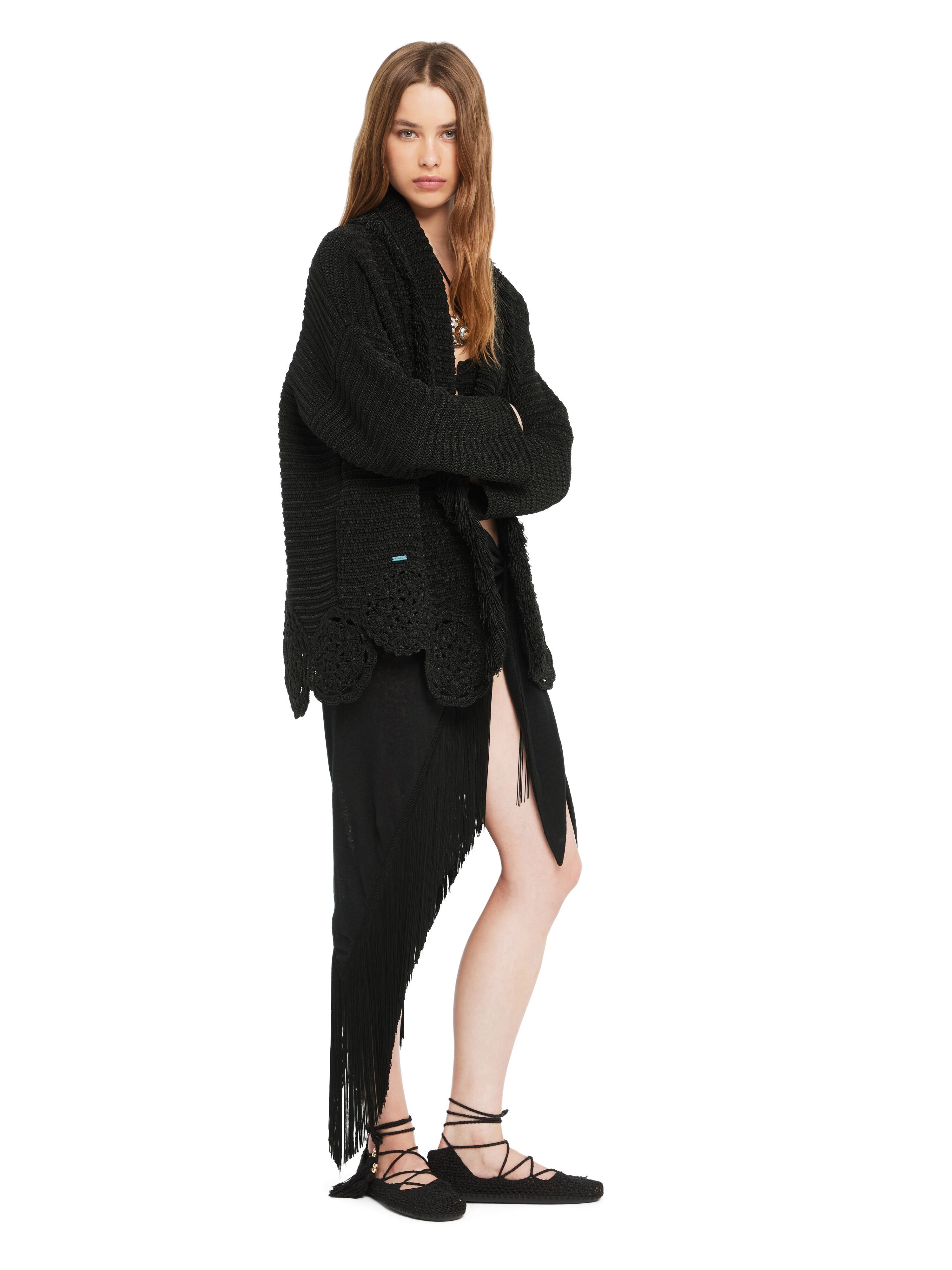 Alanui Island Memories Cardigan Black LWHB064R26KNI011 Alanui Island Memories Cardigan Black LWHB064R26KNI011