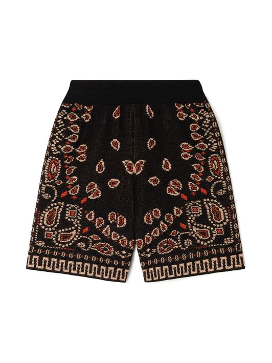 Alanui Cotton Piquet Bandana Bermuda Black-Furnace LMHM003R25KNI001