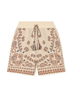 Alanui Cotton Piquet Bandana Bermuda Sand-Red Earth LMHM003R26KNI002