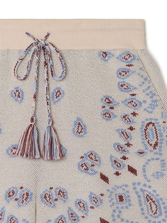 Alanui Cotton Piquet Bandana Bermuda Chalk-Marsala LMHM003R25KNI001