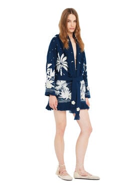 Alanui Postcard From Paradise Cardigan Deep Blue-White Pearl