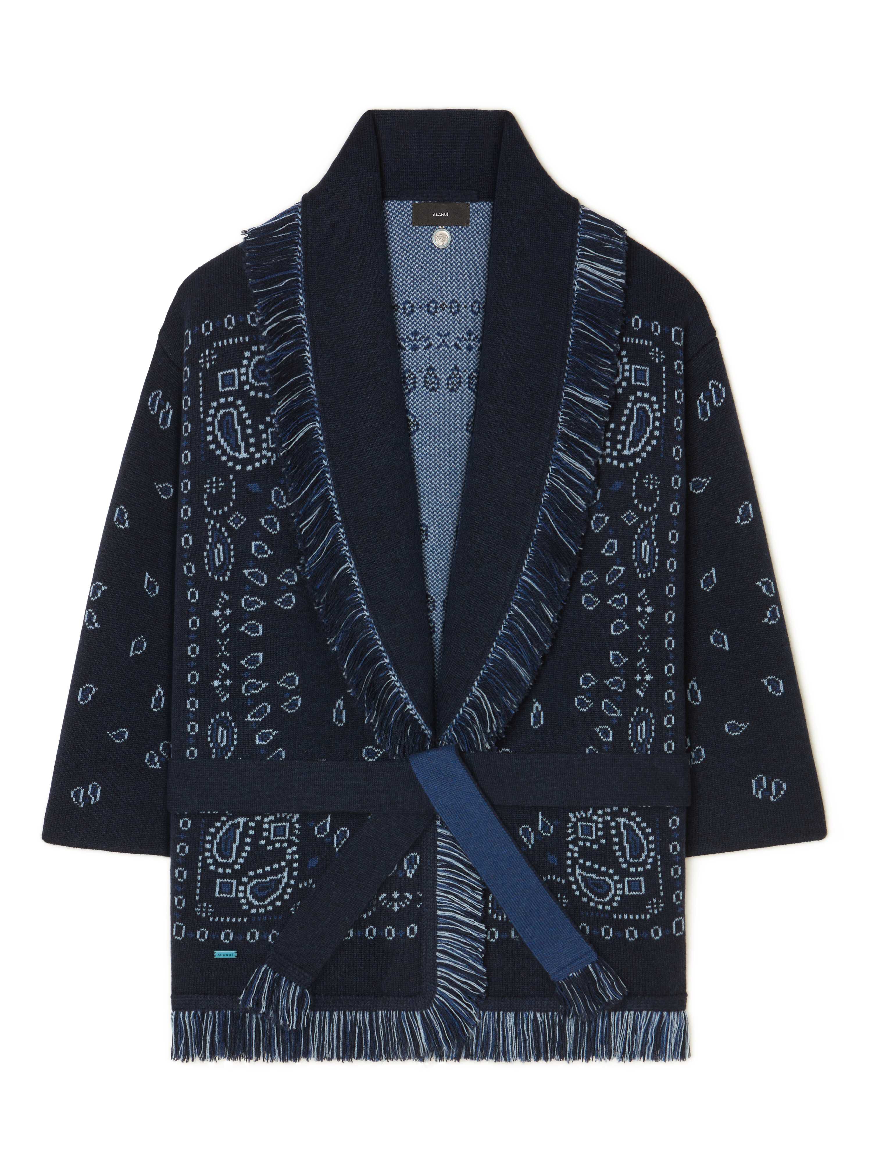 Alanui Bandana Jacquard Cardigan Midnight Blue-Multicolor LWHB064E24KNI002