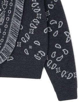 Alanui Bandana Jacquard Cardi-Bomber Charcoal-Multicolor