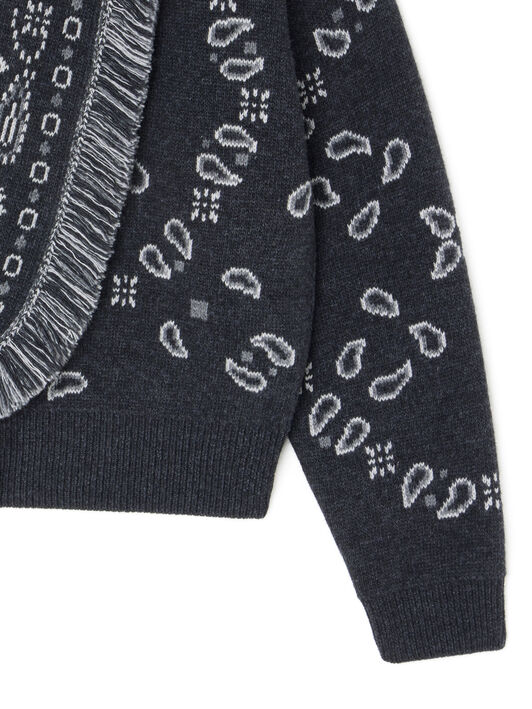 Alanui Bandana Jacquard Cardi-Bomber Charcoal-Multicolor LWHB026E25KNI001