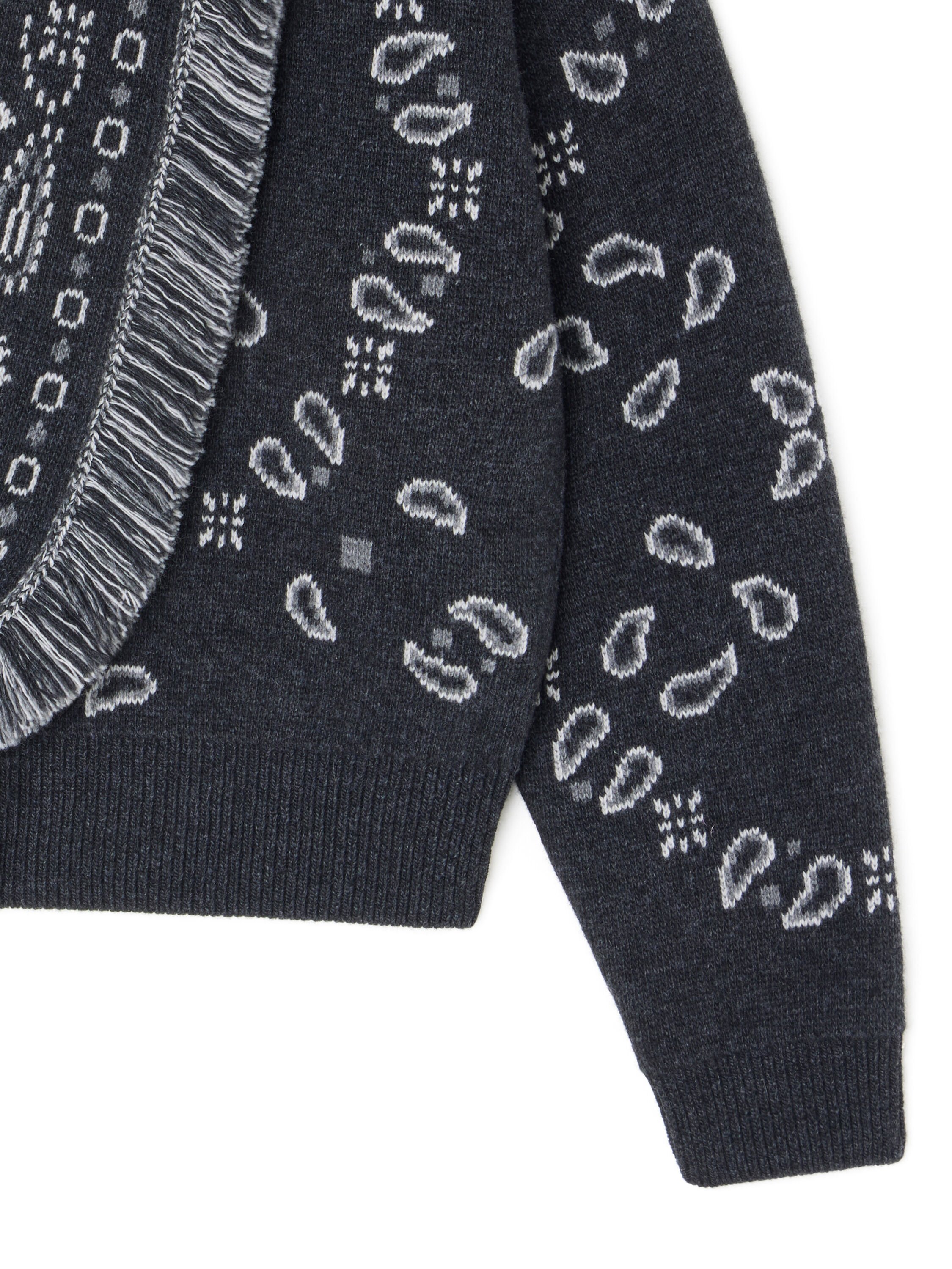 Alanui Bandana Jacquard Cardi-Bomber Charcoal-Multicolor LWHB026E25KNI001