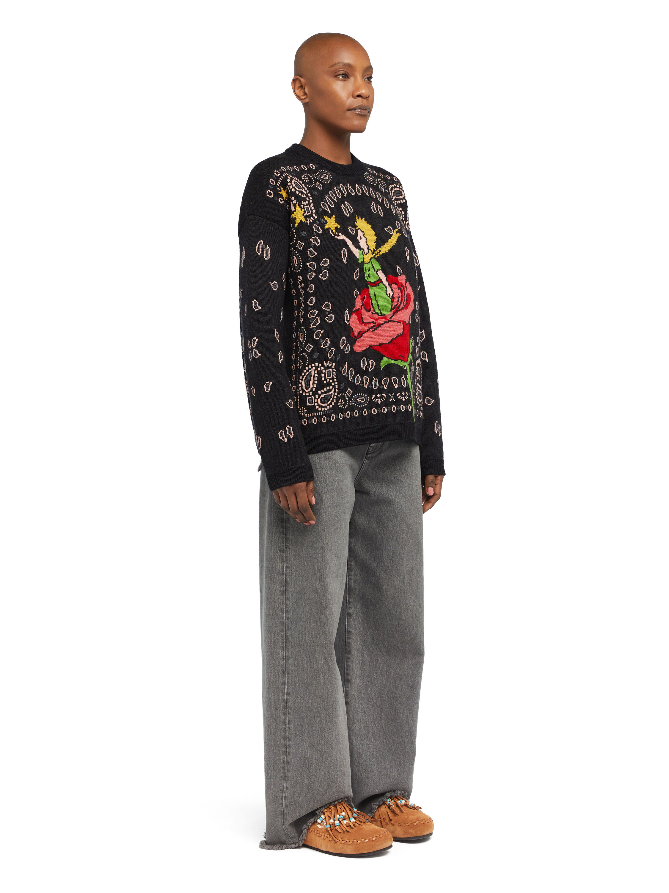 Alanui Collab The Little Prince Sweater Charcoal LWHE07DE25KNI001
