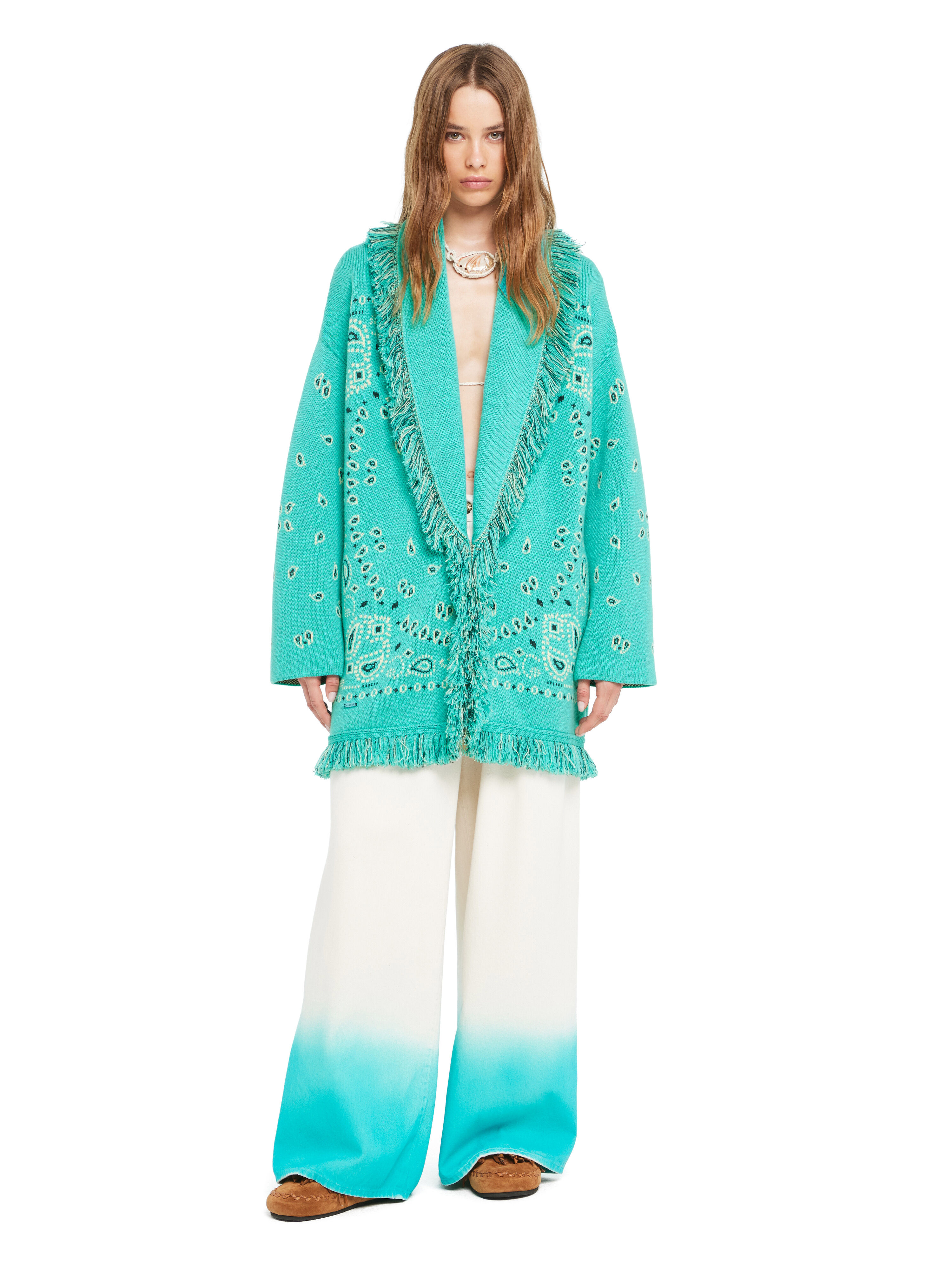 Bandana Jacquard Cardigan in Reef-Deep Blue for Women | Alanui®