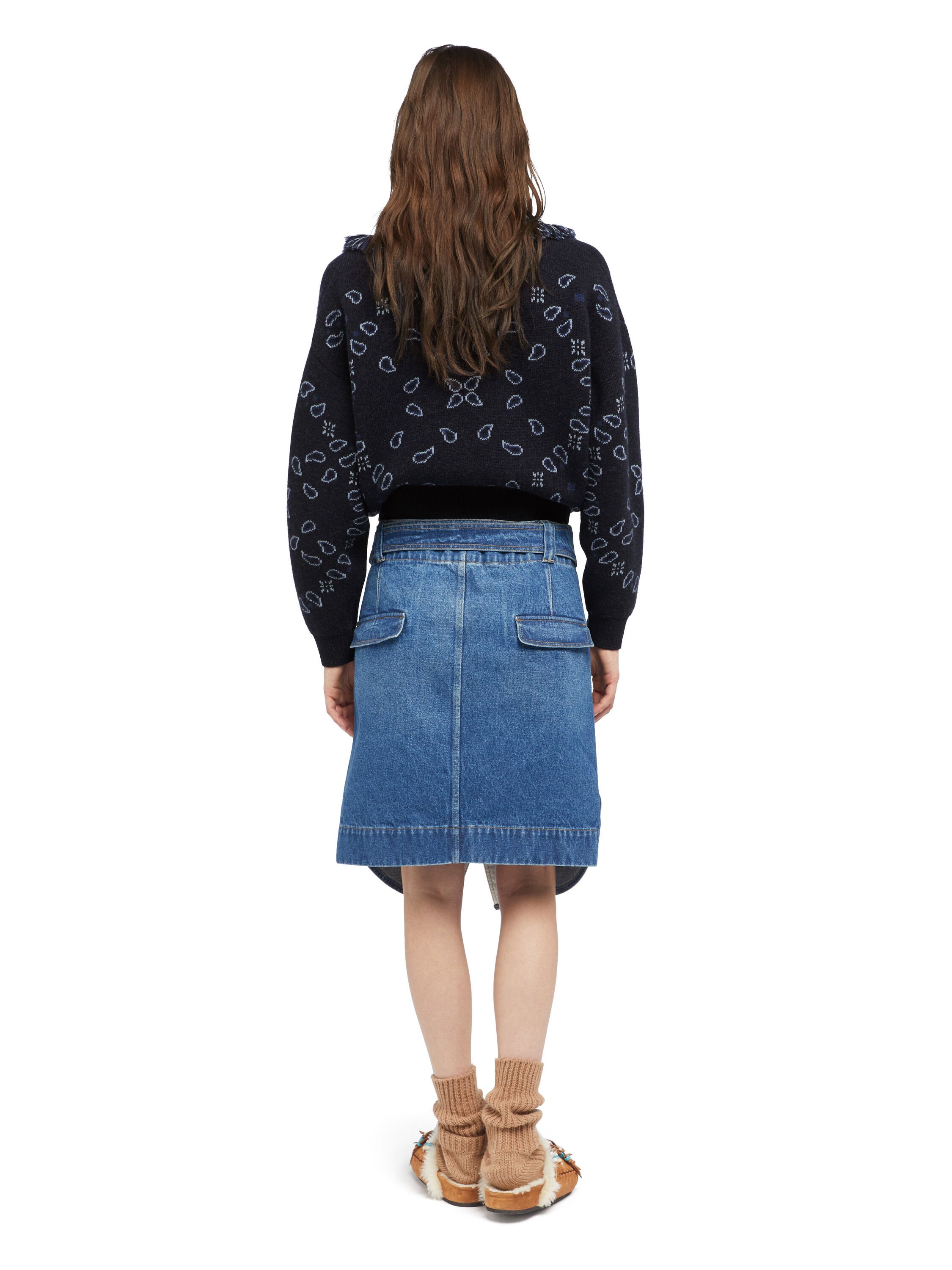Alanui Bandana Jacquard Cardi-Bomber Midnight Blue-Multicolor LWHB026E25KNI001