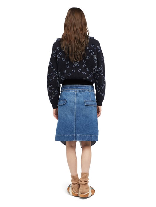Alanui Bandana Jacquard Cardi-Bomber Midnight Blue-Multicolor LWHB026E25KNI001 Alanui Bandana Jacquard Cardi-Bomber Midnight Blue-Multicolor LWHB026E25KNI001