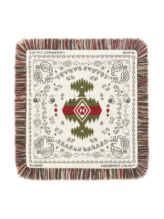 Alanui Bandana Jacquard Pillow Ivory-Olive LWZH001E25KNI001