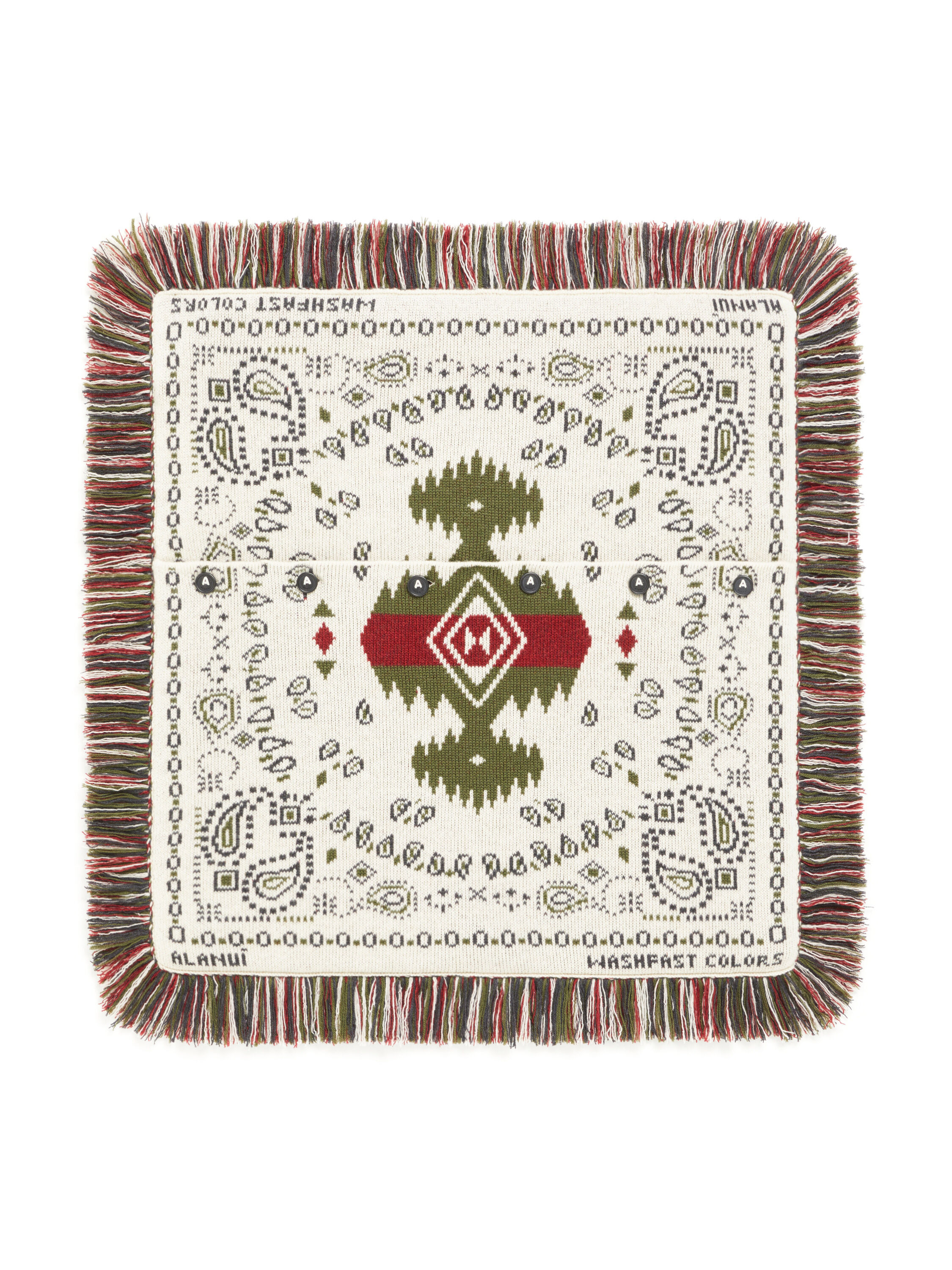 Alanui Bandana Jacquard Pillow Ivory-Olive LWZH001E25KNI001
