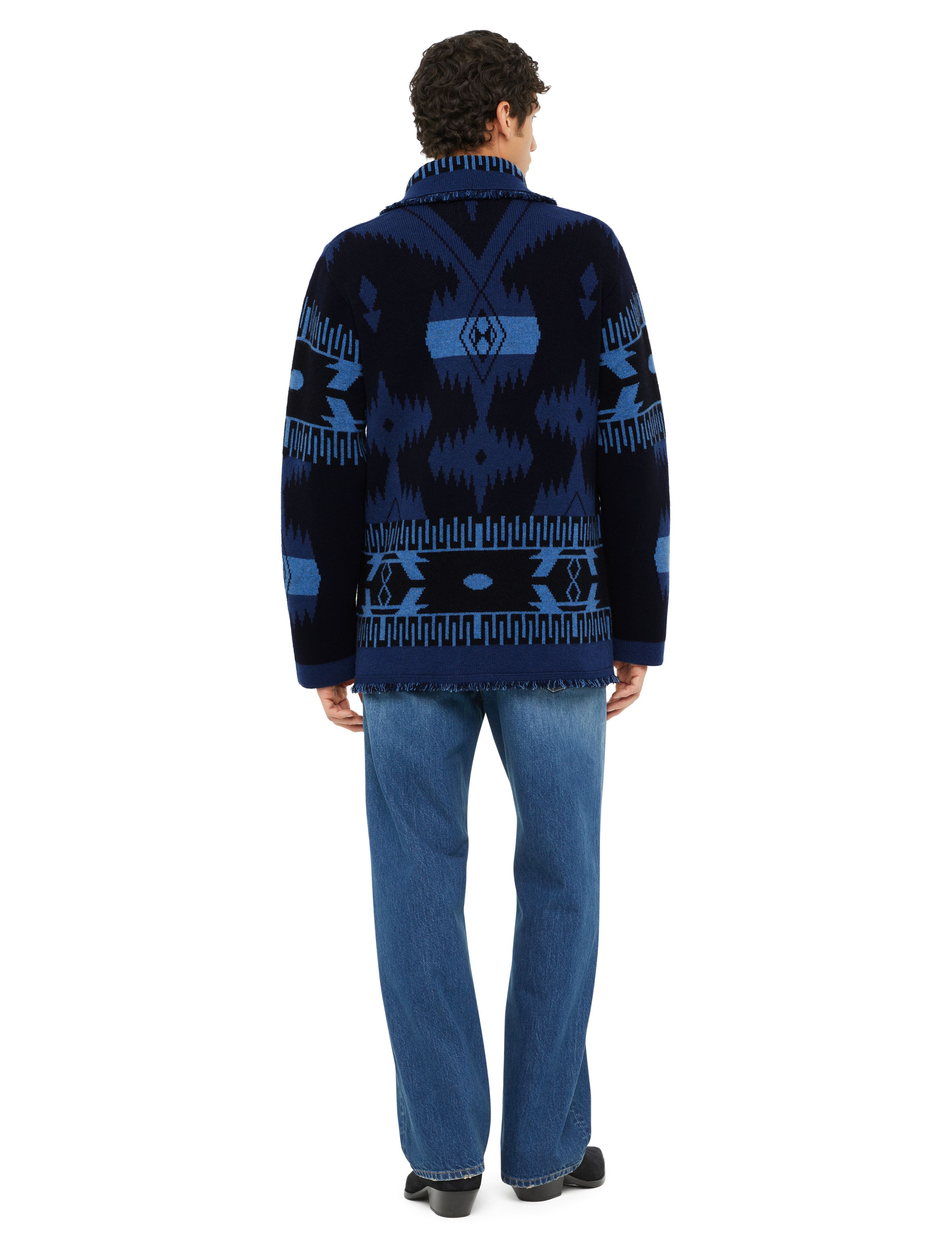 Alanui Icon Jacquard Cardigan Midnight Blue-Evening Blue LMHB038E24KNI001