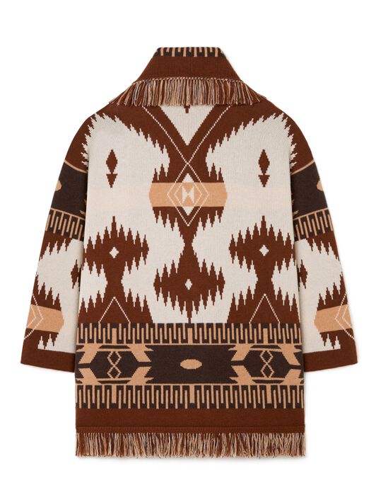 Alanui Icon Jacquard Cardigan Chalk-Pecan LWHB064R25KNI004