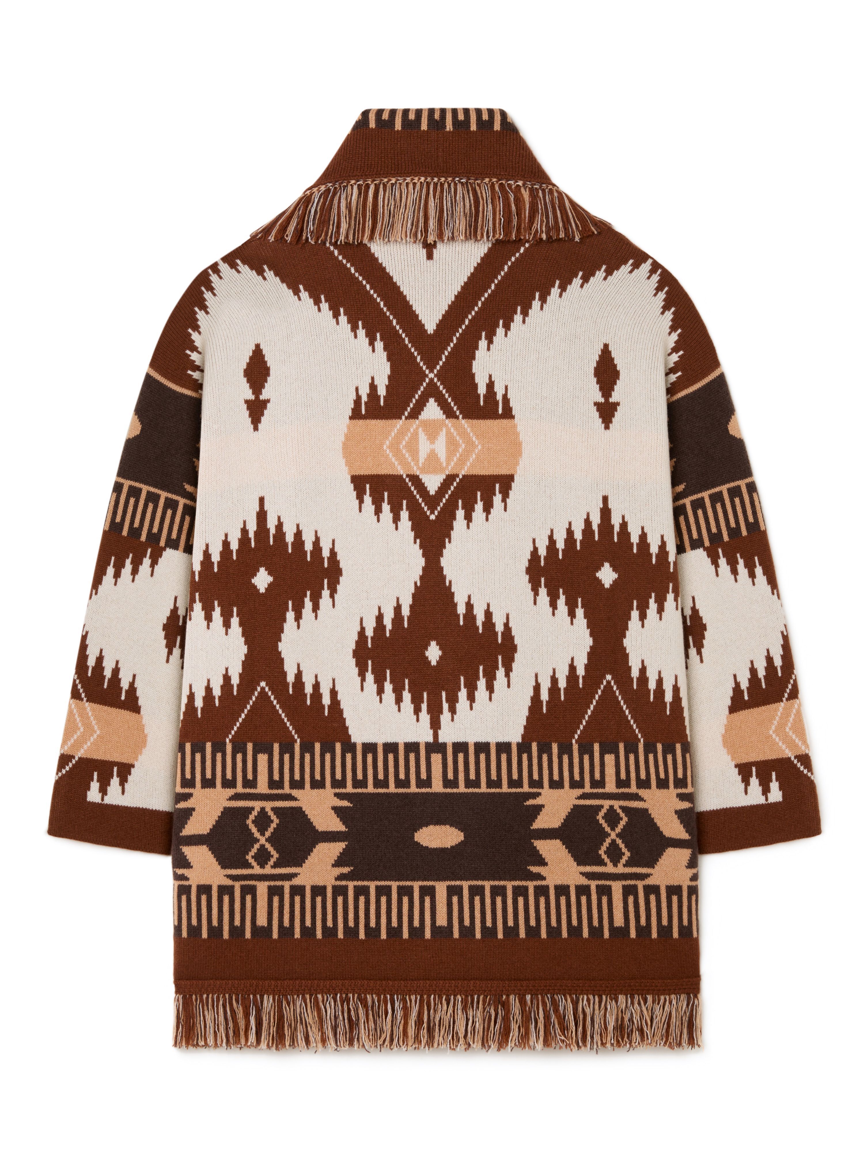 Alanui Icon Jacquard Cardigan Chalk-Pecan LWHB064R25KNI004