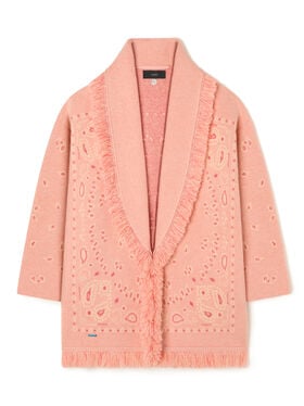 Alanui Bandana Jacquard Cardigan Calendula-Rosy Spike