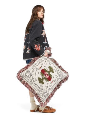 Alanui Bandana Jacquard Pillow Ivory-Olive