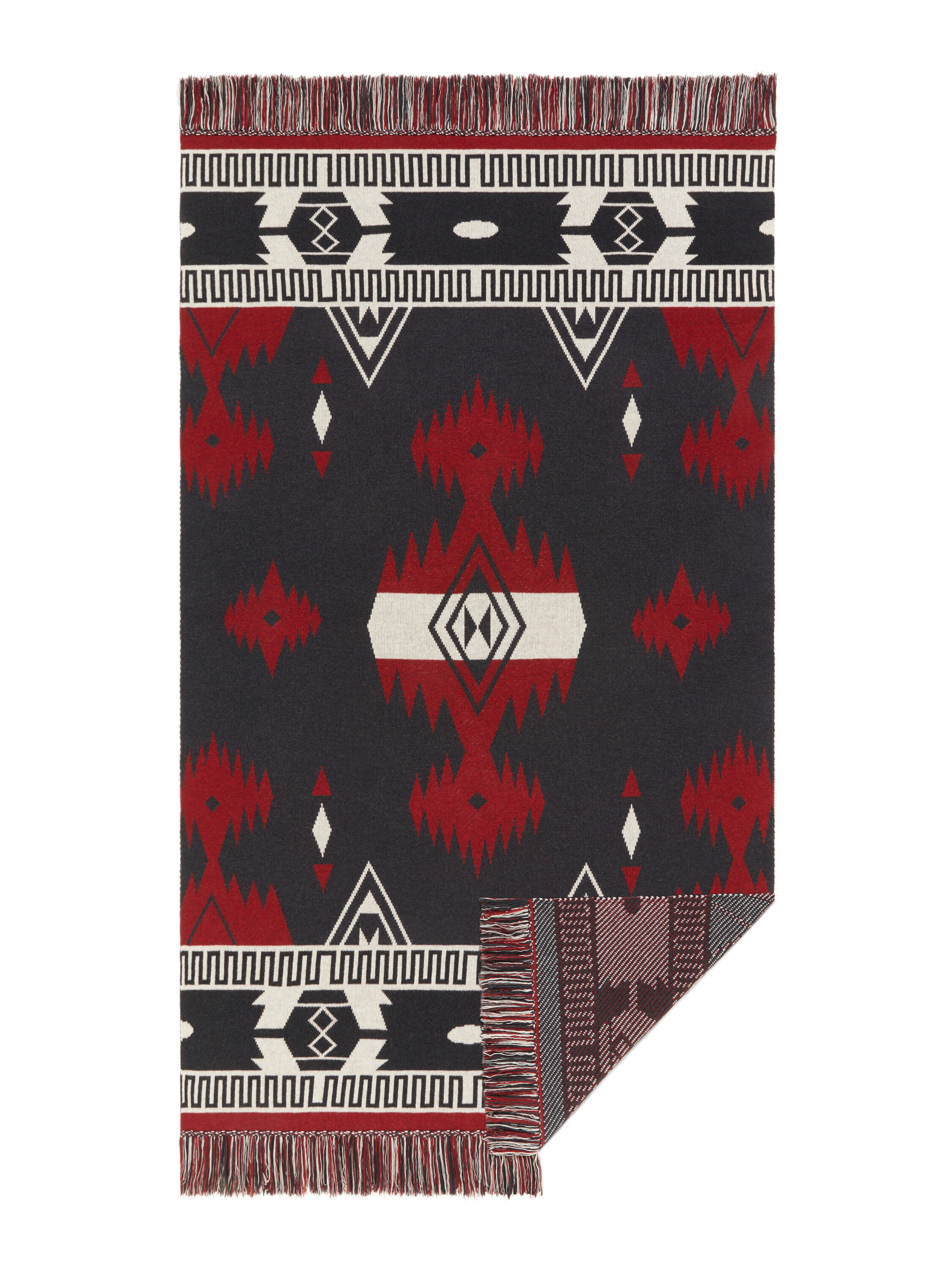 Alanui Icon Jacquard Blanket Ruby-Charcoal LWRO002E25KNI002