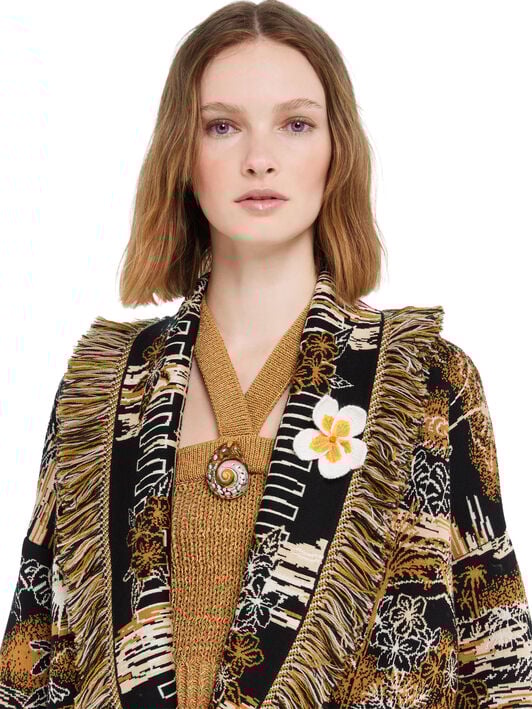 Alanui Frangipani Embroidered Brooch Chalk-Sunlight LWRR008R26KNI001