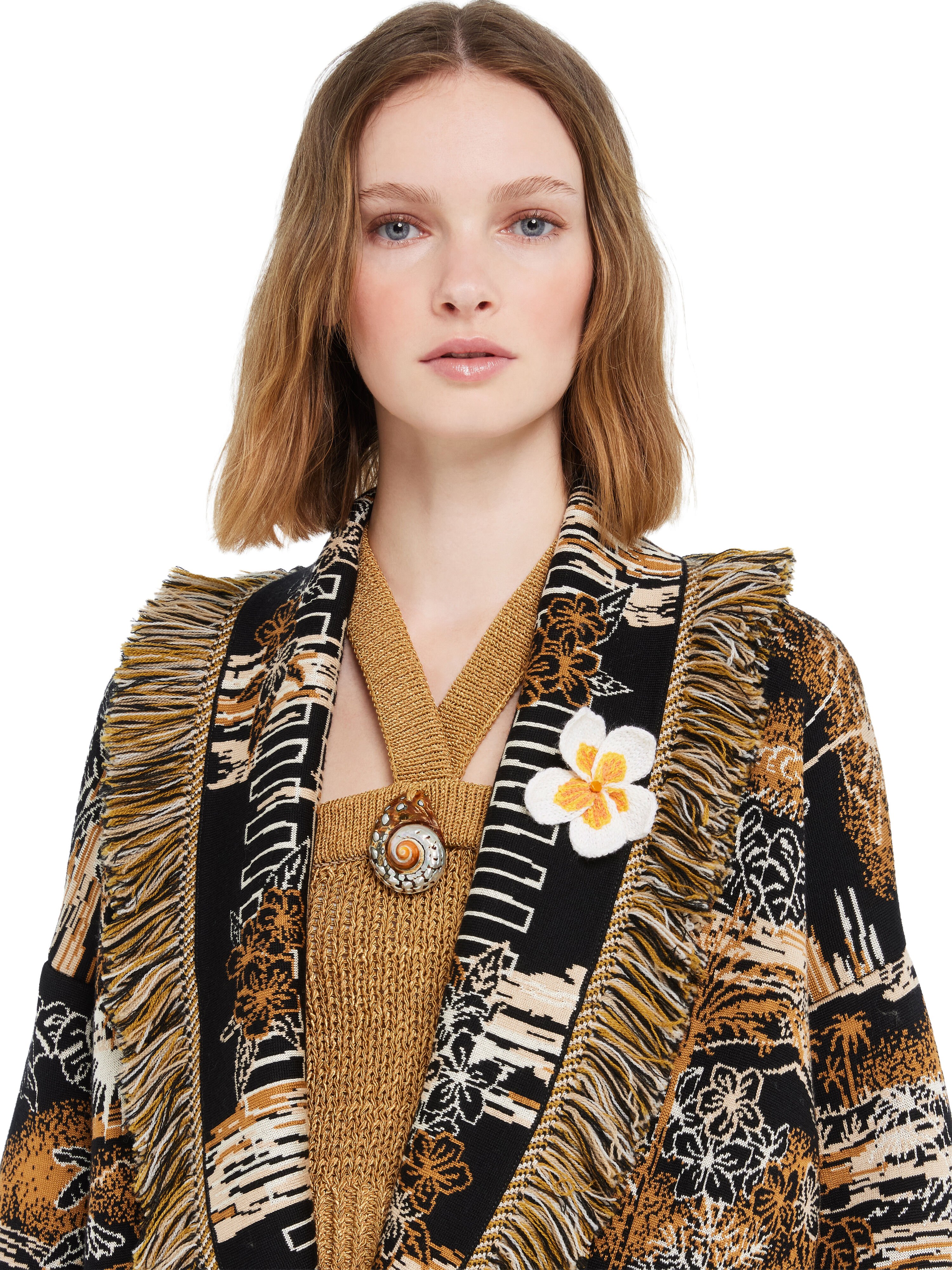 Alanui Frangipani Embroidered Brooch Chalk-Sunlight LWRR008R26KNI001