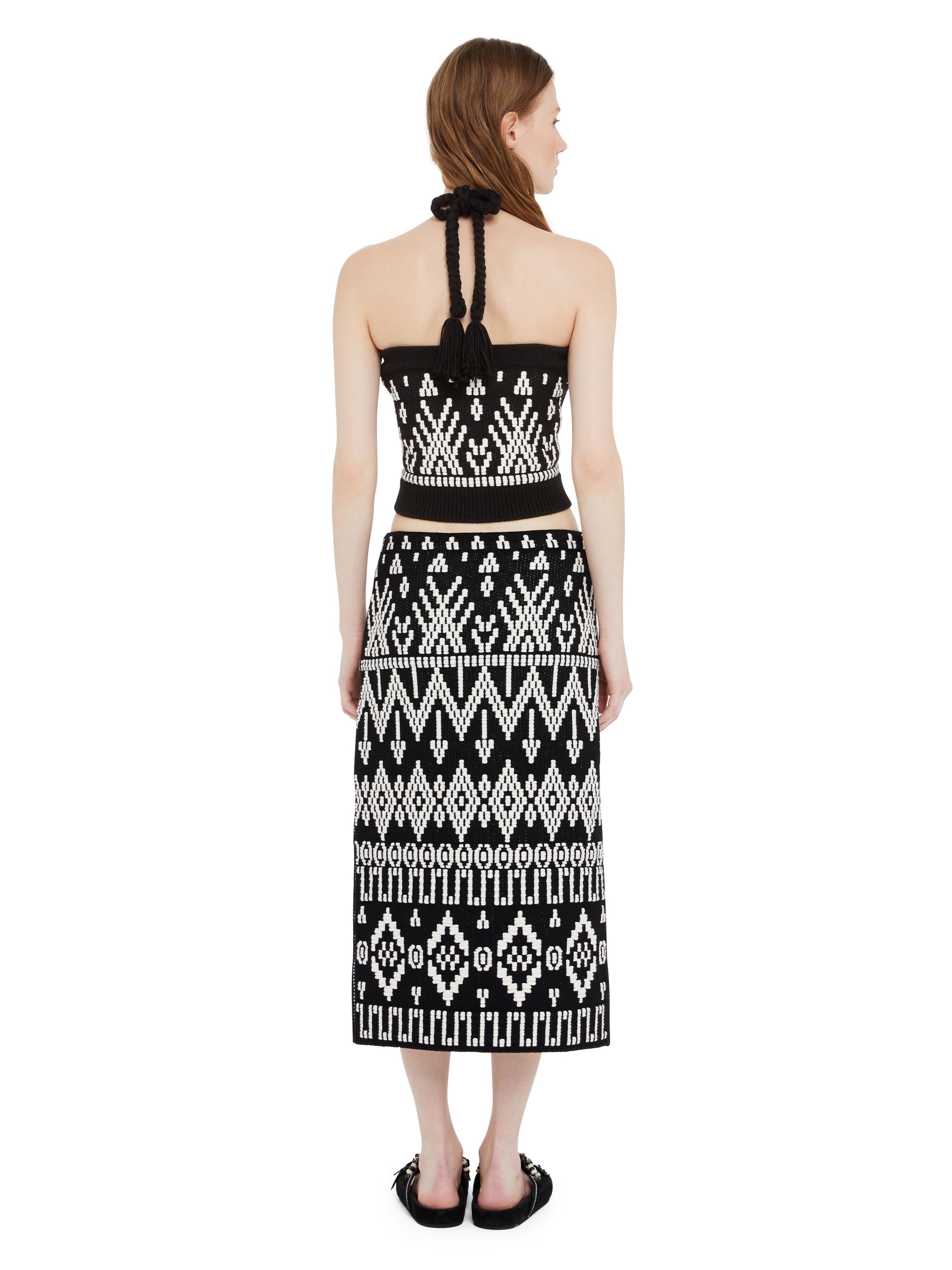 Alanui Jungle Beat Top Black-White LWHT00AR25KNI001